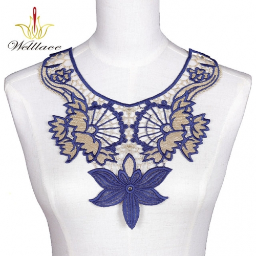 Lace neckline for clothing decoration neckline embroidery designs garment trim 3d patch