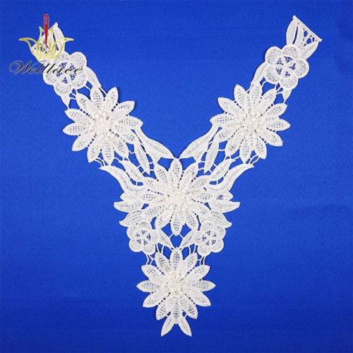 New collar design lace for wedding dress applique bridal collar lace fabric patch Handmade DIY neckline lace