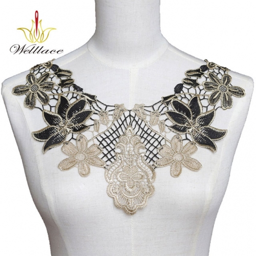 Ivory Lace Applique Embroidery neck garments accessories wedding neck collar lace 45cmx35cm