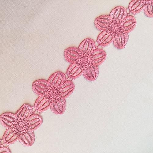 Pink Flower Lace Trimming 100% Polyester French Lace Trim Cord Lace Ribbon Trim