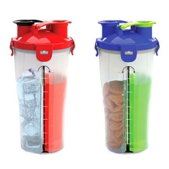 700ml Hydra Shaker Bottle With 2 Separated Half Cups