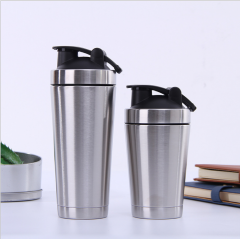 750ML Black Stainless Steel Protein Shaker Bottle With Handle