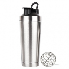 750ML Black Stainless Steel Protein Shaker Bottle With Handle