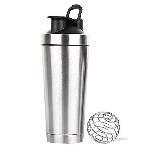 750ML Black Stainless Steel Protein Shaker Bottle With Handle