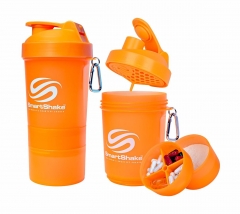 600ML Slim Smart Shaker Bottle with 2 Storages