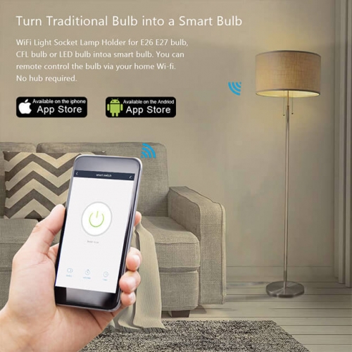 LoraTap Smart WiFi Bulb Socket Wi-Fi LED Light Timer Holder Adapter, Voice Control with Amazon Alexa and Google Home Assistant,
