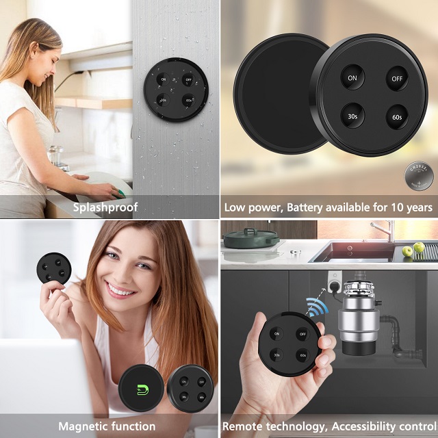 Garbage Disposal Wireless Switch Kit, Remote Control Outlet with Timer