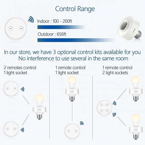 LoraTap Wireless Remote Control Light Bulb Socket for Floor Lamp Table Lamp  Pendant Lamp and Other Light Fixture with E27 Base Switch Is Mountable or