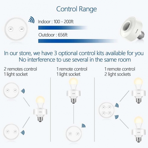 LoraTap Mini Remote Control Outlet Plug Adapter with Remote Wall Switch,  656ft Range Wireless Remote Control for Indoor Lamps and Household