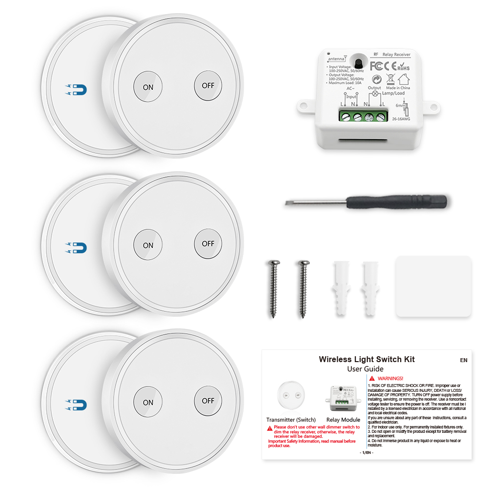 LoraTap Wireless Lights Switch Kit, 915MHz RF On Off Wireless Remote  Control for Lamps and Household Appliances, 10A Relay Receiver, 656ft  Range, 2