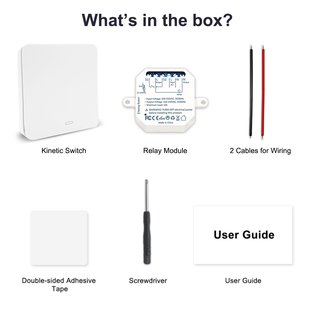 Wireless Light Switch Kit, No Battery & Wiring, Waterproof