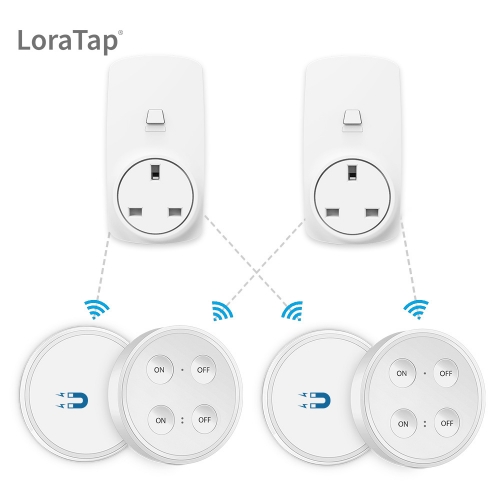 UK-Stecker Magnetic Wireless Remote Control Socket Kit 16A Weiß (2 Fernbedienungen + 2 Buchsen)