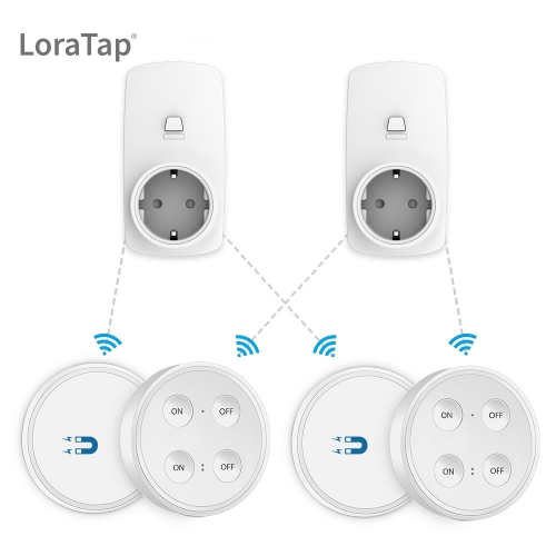 EU-Stecker Magnetic Wireless Remote Control Socket Kit 16A Weiß (2 Fernbedienungen + 2 Stecker)