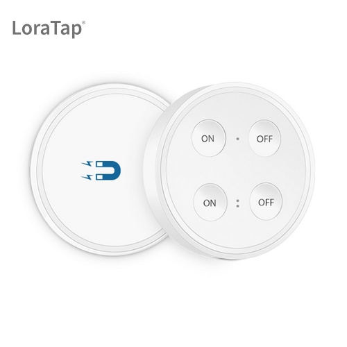 LoraTap Dual Switch Remote 4-Button On/Off Remote Control for LoraTap  915MHz RF Wireless Relay Receiver/Light Socket/Outlet, White 