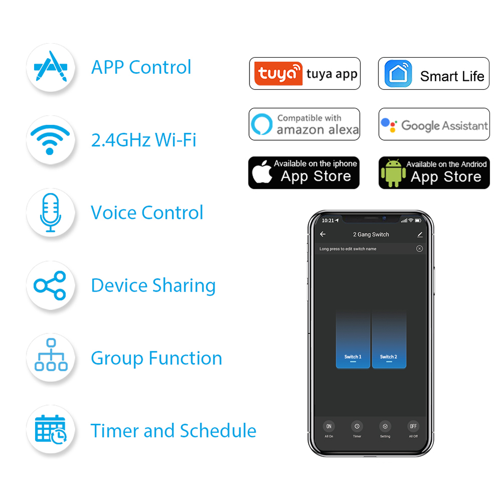 eMylo Smart WiFi Lichtschalter Timer Wireless RF Relais Tuya Modul 12v schalter mit fernbedienung Haushaltsgeräte 5V-24V 1 Kanäle Kompatibel mit  Echo Alexa Google Home Support iOS Android