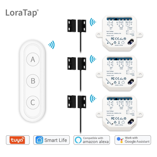 Abridor de controlador de puerta de garaje WiFi Tuya Smart Life con control de voz remoto RF de 3 botones Alexa Amazon Google Home No se necesita conc