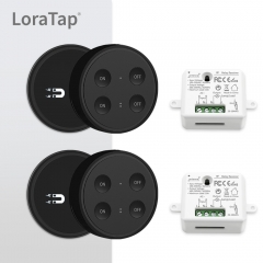LoraTap Magnetic Wireless Lights Switch Kit (One 4-button remote and two  relay receivers) 868Mhz for EU market