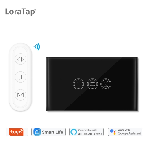 Tuya Smart Life WiFi Rollladen Schwarzer Vorhangschalter mit Fernbedienung für elektrisch motorisierte Jalousie Google Home Alexa Echo Smart Home
