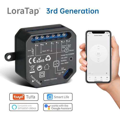 LoraTap Tuya Smart WiFi Vorhangschalter Relaismodul für Rollladen Jalousien Google Home Alexa Sprachsteuerung Neue Version