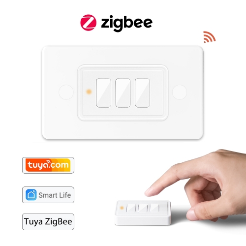 Tuya ZigBee 3.0 commutateur de télécommande sans fil US 3 gang Compatible avec l'assistant à domicile Smart Life Zigbee2MQTT bricolage