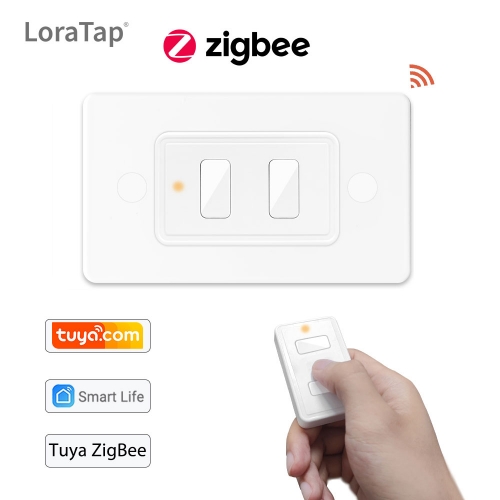 Tuya ZigBee 3.0 Interruptor de control remoto inalámbrico US 2 Gang Compatible con Smart Life Home Assistant Zigbee2MQTT DIY