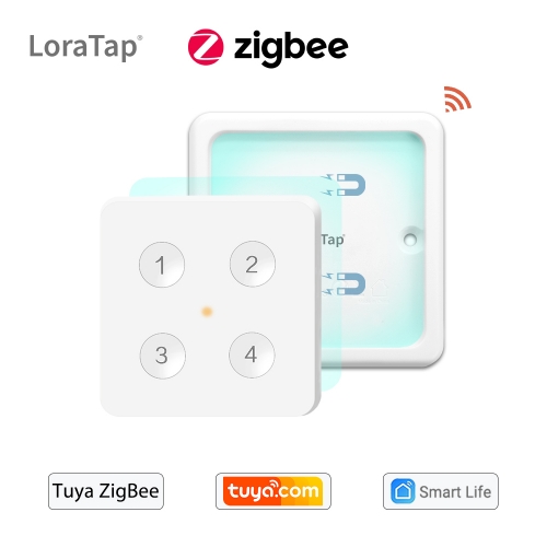 Tuya ZigBee 3.0 Interruptor de escena de control remoto inalámbrico de 4 botones Compatible con Smart Life Home Assistant Zigbee2MQTT DIY