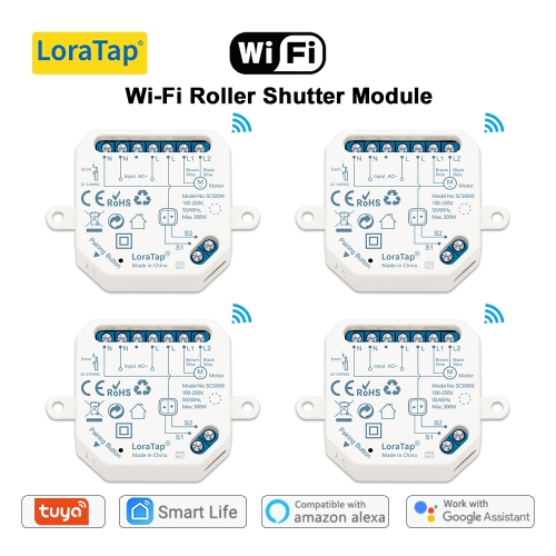 4-Packs Tuya Smart Life WiFi Curtain Blind Switch for Roller Shutter Electric motor Google Home Alexa Echo Voice Control DIY Smart Home