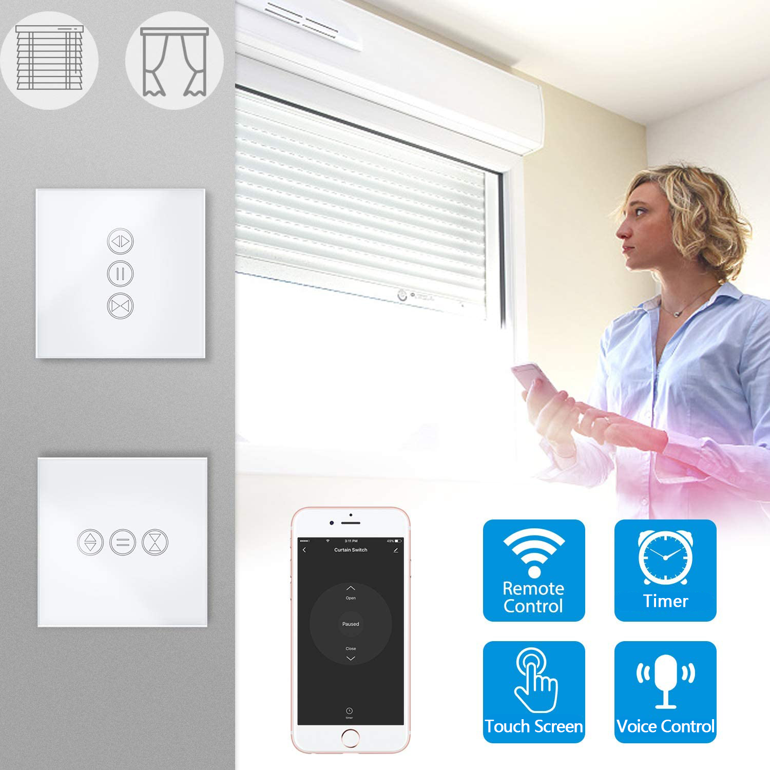 LoraTap-Módulo de relé para persianas enrollables, interruptor de cortina  inteligente con WiFi, Tuya, Google Home, Alexa, Control por voz, nueva  versión