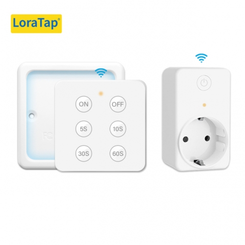 LoraTap-interruptor inalámbrico para cocina, dispositivo de eliminación de residuos, temporizador, enchufe de 16A con Control remoto de 4,6 botones, E