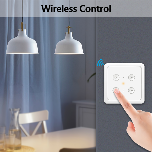 2 Gang Wall Light Lamp Wireless Remote Control Switch with Two Remotes