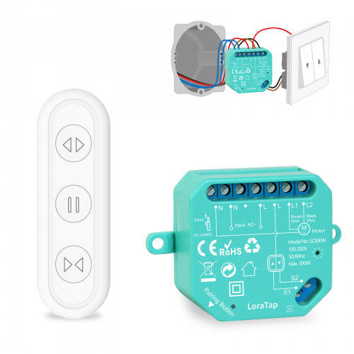 LoraTap Interruptor de persiana, recetor módulo de relé sem fios com controlo remoto RF, transmissor de rádio 868 MHz, cortina