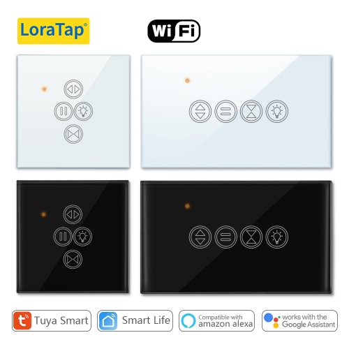LoraTap Tuya Smart Life WiFi Rollladenvorhang Lichtschalter für elektrisch motorisierte Jalousien Funktioniert für Alexa Google Home Voice