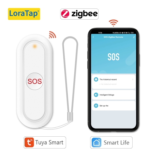 LoraTap ZigBee SOS Emergency Panic Button Call Alert Patient Help System for Home Elderly Tuya Smart Life App Remote Control