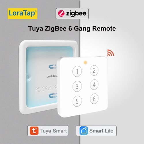 LoraTap ZigBee 3.0 Tuya Smart Life EU Standard 6 Button Gang Scene Magnetic Remote Control Switch App Hub Required