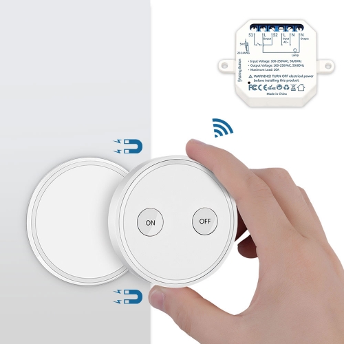 El interruptor de luz DIY con control remoto inalámbrico con placa magnética 10A funciona con un interruptor de pared manual