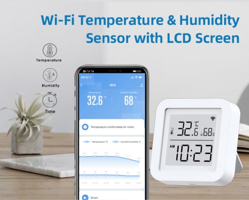 Tuya WIFI Temperature and Humidity Sensor App Real Time Monitor Intelligent  Linkage with Air-conditioner and Humidifier for Life