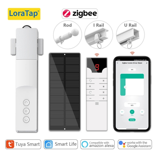 LoraTap ZigBee 3.0 Curtainbot Driver Roman Rod I Type Curtain Motors Tuya Smart Life Fernbedienung Alexa Google Home Sprachsteuerung