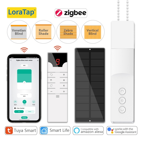 LoraTap ZigBee stores enrouleurs motorisés stores moteur à énergie solaire Tuya Smart Life Alexa Google Home commande vocale