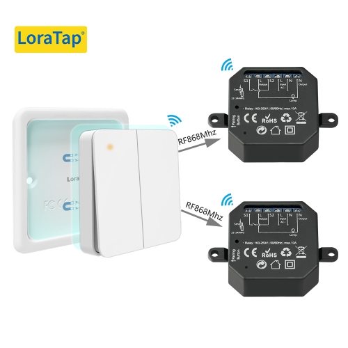 LoraTap 868Mhz interrupteur de lumière intelligent magnétique LED bouton poussoir télécommande sans fil AC100 ~ 250V 10A 1 CH contrôleur de relais pou