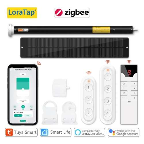 LoraTap Tuya Zigbee Rollladenmotor Solarladung für 37 38 mm Rohr Smart Life APP Control ALexa Google Home Control