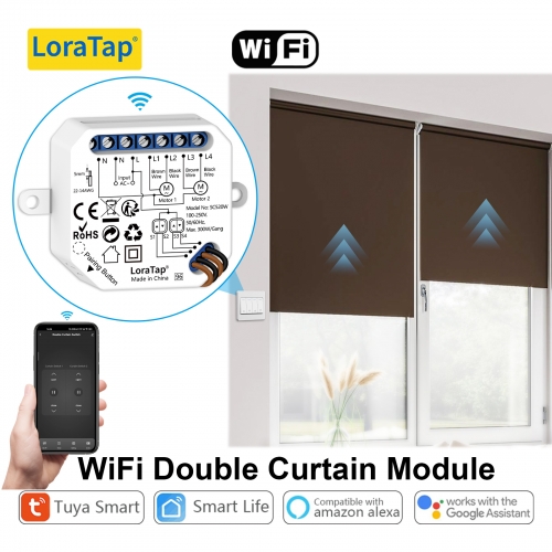 LoraTap Tuya Smart Life Double Curtain Blinds Modulo interruttore per tapparella Motore elettrico Controllo vocale di Google Home Alexa