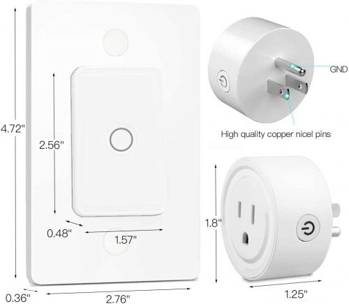 LoraTap Mini Remote Control Outlet Plug Adapter with Remote, 656ft Range Wireless Light Switch for Household Appliances, No Hub