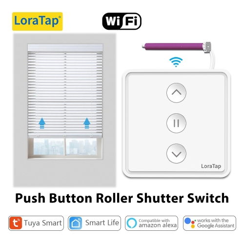 LoraTap Roller Shutter Rideaux Stores Interrupteur à bouton-poussoir Tuya Smart Life Moteur électrique Connecté WiFi Alexa Google Home