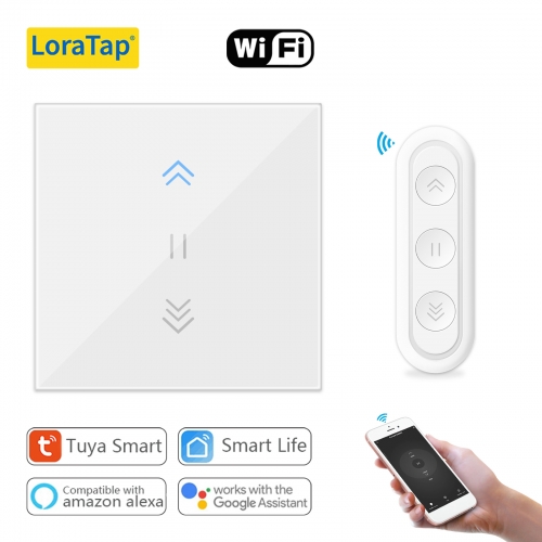 LoraTap Tuya Curtain Switch Rolling Blinds Switch Backlight RF & WiFi Tubular motors Smart Life Google Home Alexa Echo