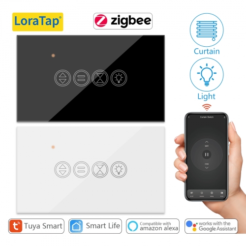 LoraTap ZigBee 3.0 Tuya Smart Life Roller Shutter Cortina Light US Switch para persianas motorizadas Trabalho para Alexa Google Home