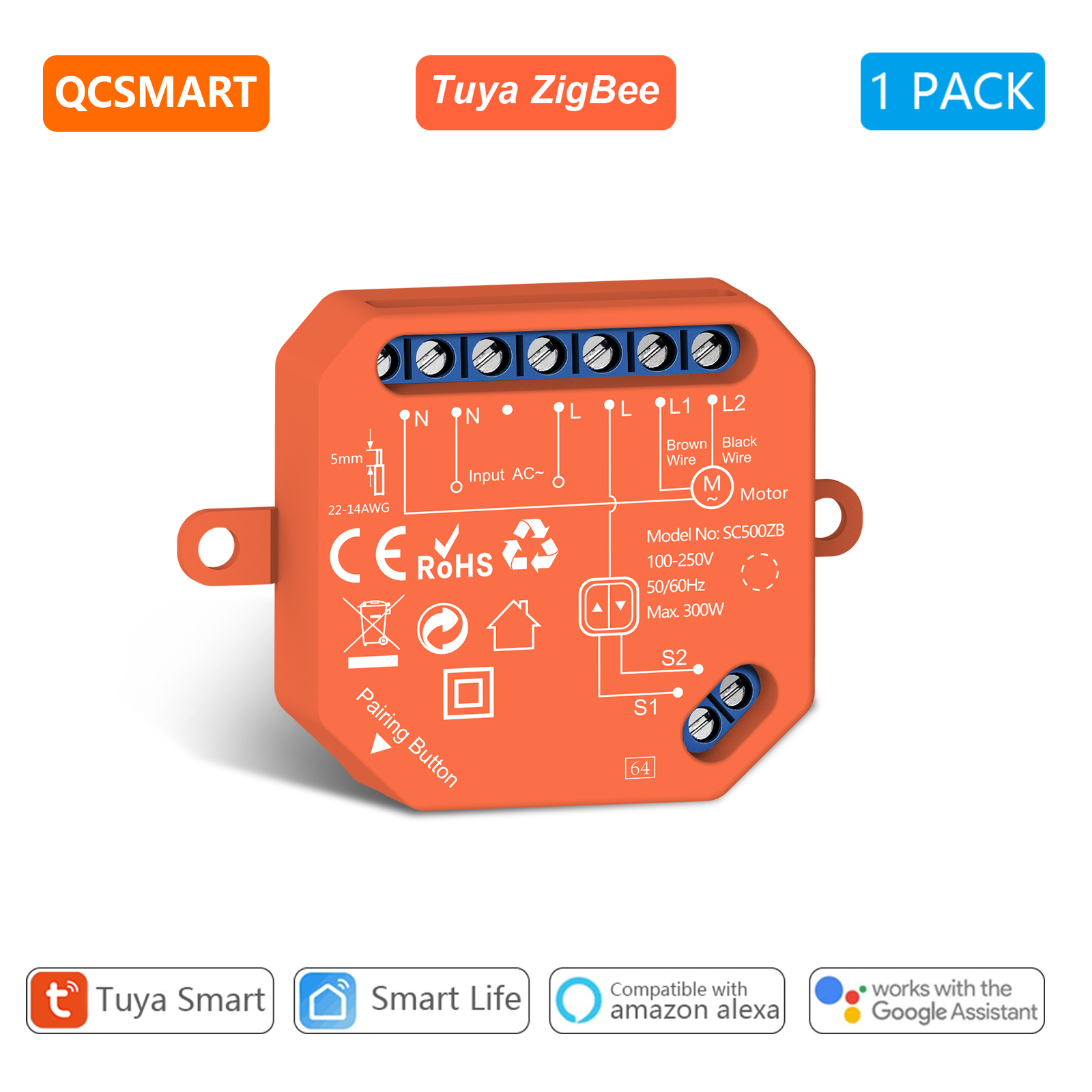 ZigBee Roller Shutter Blinds Curtain Switch Tuya Smart Life Percentage