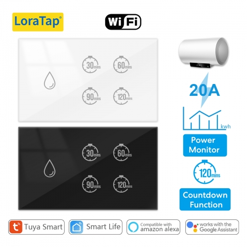 Tuya Smart Life 20A Boiler Water Heater Switch Touch Panel Control Timer Countdown Energy Monitoring Work with Google Assistant Alexa
