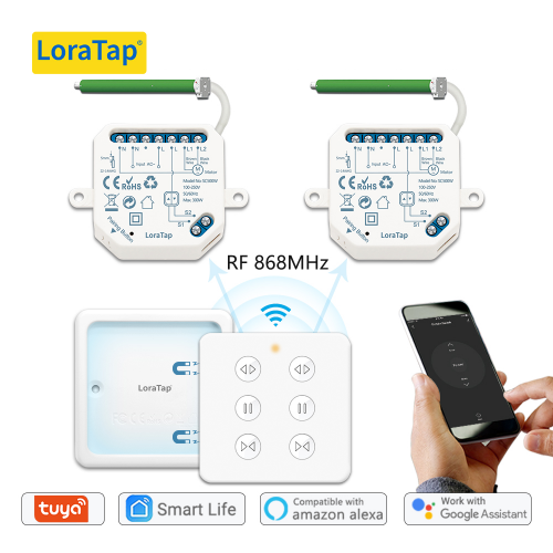 LoraTap Module Interrupteur de Rideau Intelligent Tuya Smart Life, Télécommande pour Stores & Volets Roulants, RF + WiFi, Application, Minuterie, Goog
