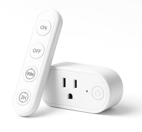 Remote Control Timer Outlet, Dual Countdown 30min/2h Auto Shut Off, 15A/1800W, Elderly & Kid Safe, Ideal for Sleep Lights & Small Appliances