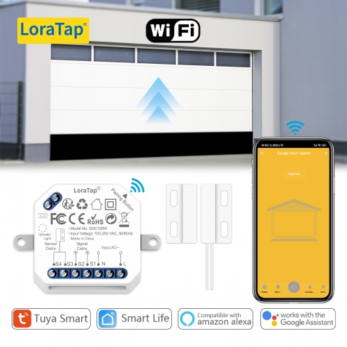 Contrôleur porte garage LoraTap Tuya Smart Life, contact sec, alarme sécurité, compatible Google Assistant et Alexa